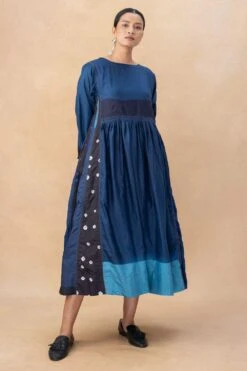 Injiri Blue Hand Done Bandhani Dress