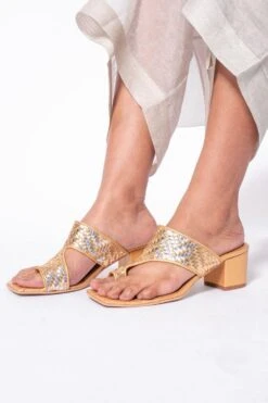 Inochhi Gold & Silver Chevron Heels -Inca Sales Store 188inocc1 2