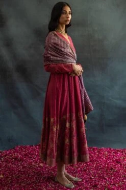 Swatti Kapoor Muave Handwoven Chanderi Dupatta -Inca Sales Store 188swk21 4