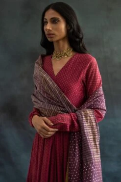 Swatti Kapoor Muave Handwoven Chanderi Dupatta -Inca Sales Store 188swk21 5