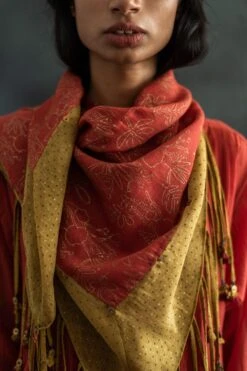 Swatti Kapoor Henna Green Sequined Scarf -Inca Sales Store 188swk7 4