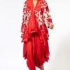 Aikeyah Red Embroidered Jacket Set