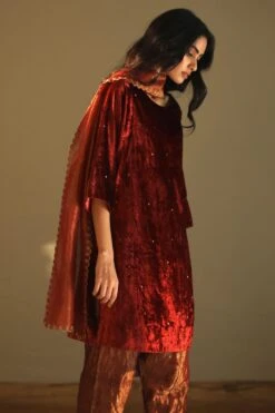 Shorshe Handloom Tissue Red Stole -Inca Sales Store 1910s22 3