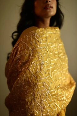 Shorshe Gota Chanderi Yellow Stole -Inca Sales Store 1910s23 4