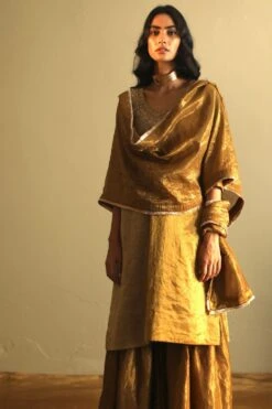 Shorshe Handloom Tissue Gold Stole