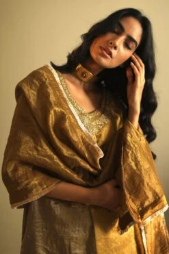 Shorshe Handloom Tissue Gold Stole -Inca Sales Store 1910s30 4