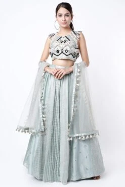 Payal Singhal Pale Blue Embroidered Lehenga Set