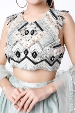 Payal Singhal Pale Blue Embroidered Lehenga Set -Inca Sales Store 1911pys29 3