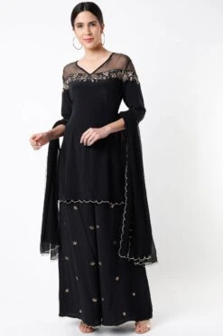 Payal Singhal Black Embellished Sharara Set