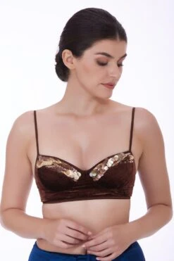 Dilnaz Rich Brown Sequin Adorned Bustier