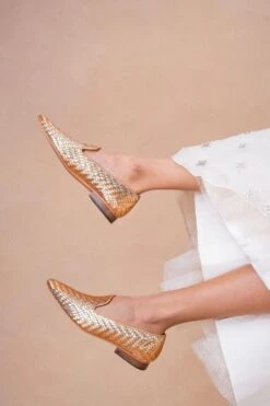 Inochhi Goldy Silver Hand-woven Mule Flats -Inca Sales Store 19124ii3 2