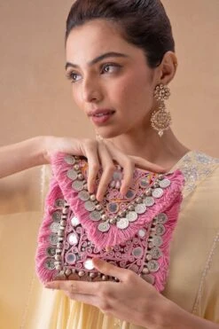 Vipul Shah Petal Pink Sequin Embellished Banjara Clutch