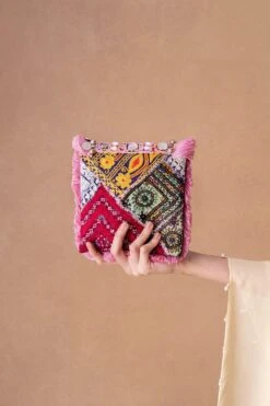 Vipul Shah Petal Pink Sequin Embellished Banjara Clutch -Inca Sales Store 19124vs14 3
