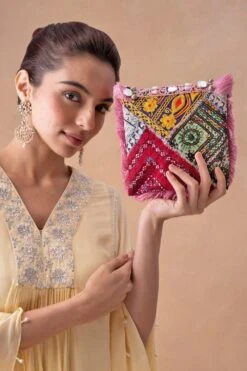 Vipul Shah Petal Pink Sequin Embellished Banjara Clutch -Inca Sales Store 19124vs14 4