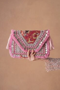Vipul Shah Shell Pink Sequin Embellished Banjara Clutch -Inca Sales Store 19124vs16 2