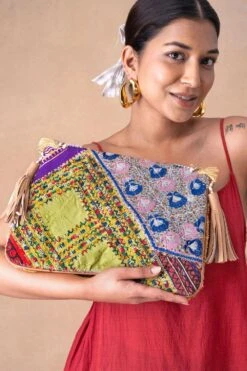 Vipul Shah Soft Beige Sequin Embellished Banjara Clutch -Inca Sales Store 19124vs3 4