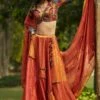 Medha Orange Patchwork Embroidered Lehenga Set 1 Medha Orange Patchwork Embroidered Lehenga Set -Inca Sales Store 1912ma06 1