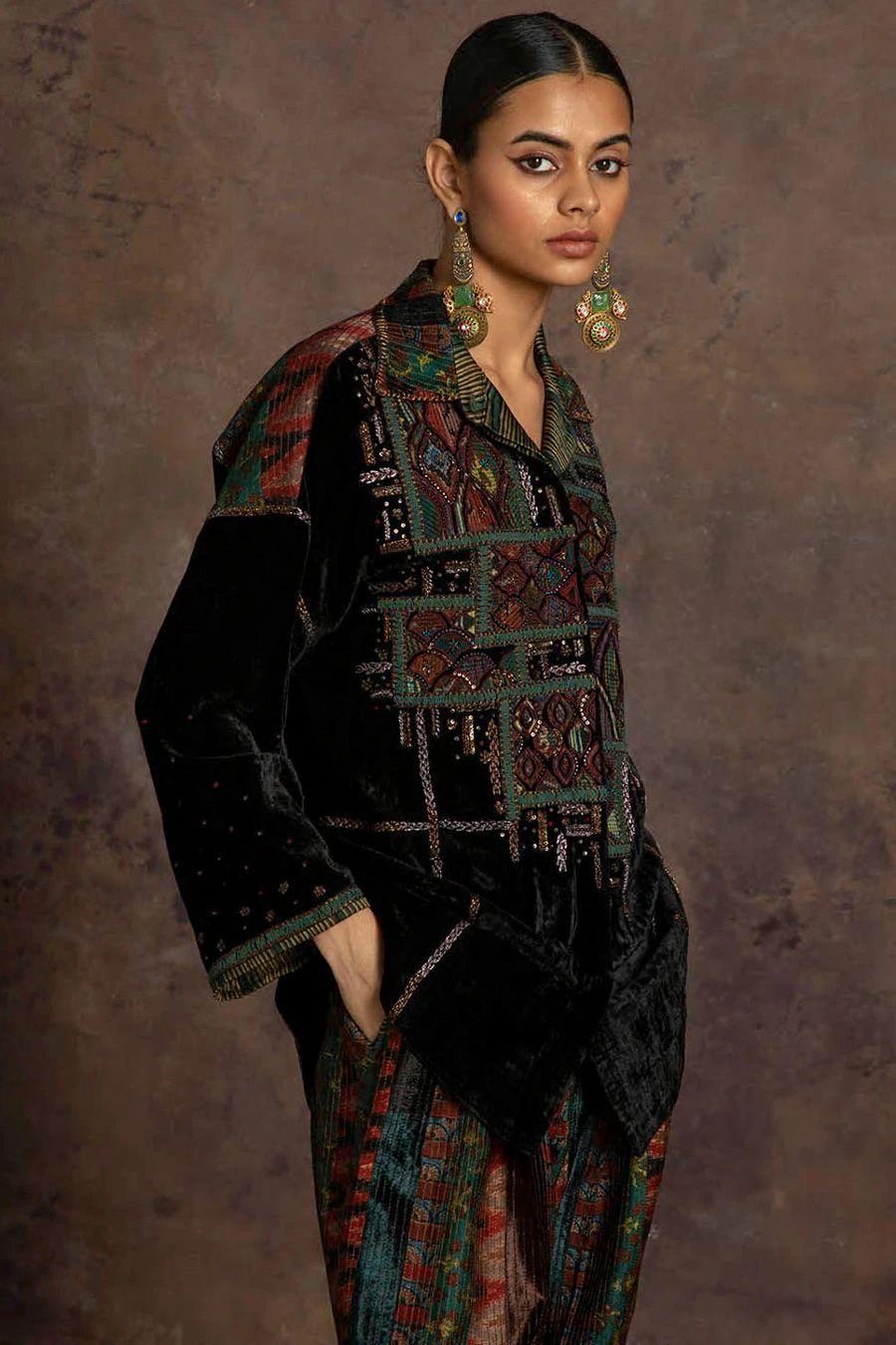 Sunira Designs Black Rushaan Velvet Shirt 6 Sunira Designs Black Rushaan Velvet Shirt - Image 4