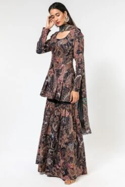 Aisha Rao Black Printed Sharara Set -Inca Sales Store 191ar1 3