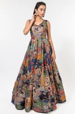 Aisha Rao Purple Tropical Printed Gown