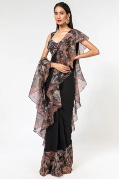 Aisha Rao Black Ruffle Sari With Embroidered Blouse -Inca Sales Store 191ar2 3