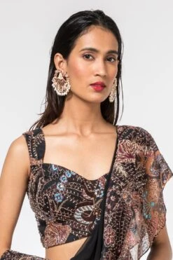 Aisha Rao Black Ruffle Sari With Embroidered Blouse -Inca Sales Store 191ar2 4