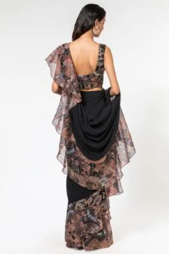 Aisha Rao Black Ruffle Sari With Embroidered Blouse -Inca Sales Store 191ar2 5