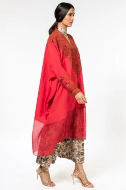 Divya Sheth Red Embroidered Kaftan & Pants Set -Inca Sales Store 191ds1 3