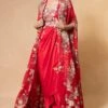 Anamika Khanna Red Floral Embellished Cape Set -Inca Sales Store 19423ak6 1