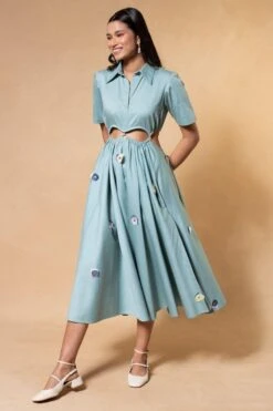 GRAINE Smog Blue Cut-out Rope Dress -Inca Sales Store 19423gra1 2