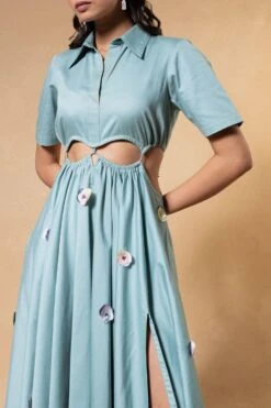 GRAINE Smog Blue Cut-out Rope Dress -Inca Sales Store 19423gra1 4