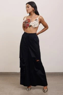 AK-OK By Anamika Khanna Black Broad Pants With Deconstructed Details 10 AK-OK By Anamika Khanna Black Broad Pants With Deconstructed Details -Inca Sales Store 19523ak23 4