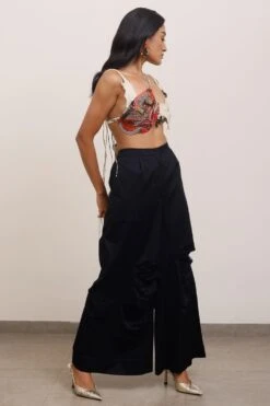 AK-OK By Anamika Khanna Black Broad Pants With Deconstructed Details 11 AK-OK By Anamika Khanna Black Broad Pants With Deconstructed Details -Inca Sales Store 19523ak23 5