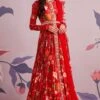 Ridhi Mehra Red Floral Pleated Anarkali With Ruffle Dupatta 1 Ridhi Mehra Red Floral Pleated Anarkali With Ruffle Dupatta -Inca Sales Store 195rm4 1 1