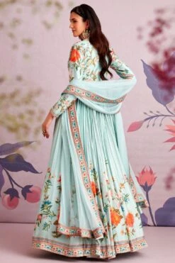Ridhi Mehra Sea Green Floral Pleated Anarkali Set -Inca Sales Store 195rm5 4