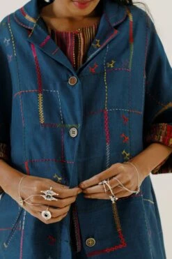 Sunira Designs Blue Handwoven Chanderi Blazer -Inca Sales Store 197sun25 4