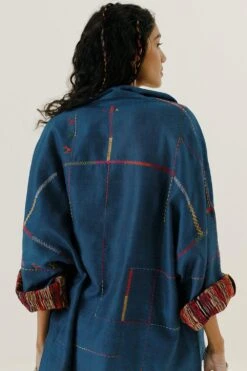 Sunira Designs Blue Handwoven Chanderi Blazer -Inca Sales Store 197sun25 6