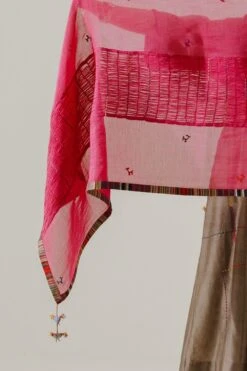 Sunira Designs Pink Handwoven Chanderi Stole -Inca Sales Store 197sun37 6
