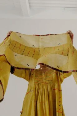 Sunira Designs Yellow Handwoven Chanderi Stole -Inca Sales Store 197sun38 4
