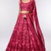 Mishru Maroon Embellished Organza Lehenga Set
