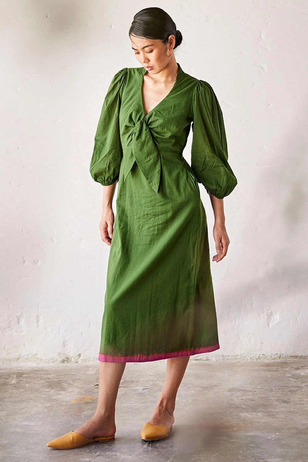 Khara Kapas Dark Green Mul Dress 5 Khara Kapas Dark Green Mul Dress - Image 3