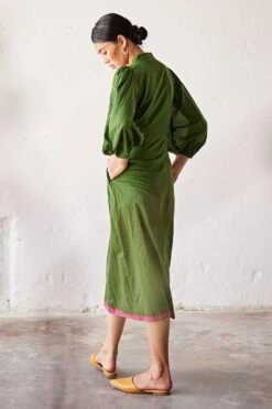 Khara Kapas Dark Green Mul Dress 9 Khara Kapas Dark Green Mul Dress -Inca Sales Store 19923kk12 4