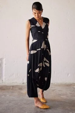 Khara Kapas Black Terracotta Print Jumpsuit -Inca Sales Store 19923kk16 3