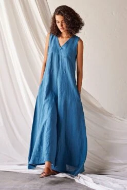 Khara Kapas Steel Blue Linen Jumpsuit -Inca Sales Store 19923kk17 3