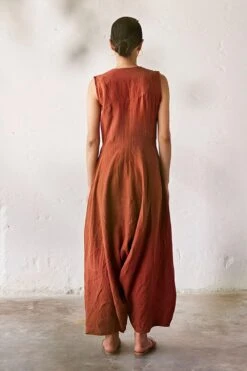 Khara Kapas Brick Red Linen Jumpsuit -Inca Sales Store 19923kk8 4