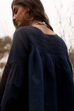Payal Pratap Blue Top With Smocking Details -Inca Sales Store 1sb 24 b 3