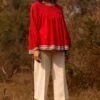 Payal Pratap Red Top With Smocking Details -Inca Sales Store 1sb 24 r 1