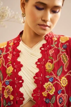 Chandrima Red Threadwork Jacket 8 Chandrima Red Threadwork Jacket -Inca Sales Store 20032023ca42 3