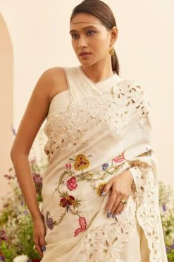 Chandrima Ivory Threadwork And Cutwork Sari 9 Chandrima Ivory Threadwork And Cutwork Sari -Inca Sales Store 20032023ca60 4