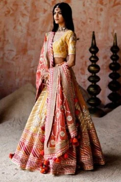 Simar Dugal Mustard & Pink Embellished Lehenga Set -Inca Sales Store 20042023sd01 2
